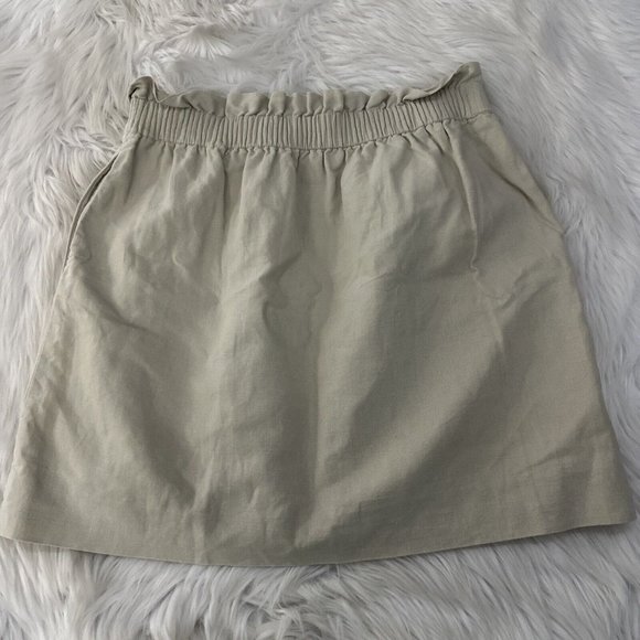 J. Crew Skirts J Crew Womens Beige Paper Bag Skirt 8 Lined 55 Linen